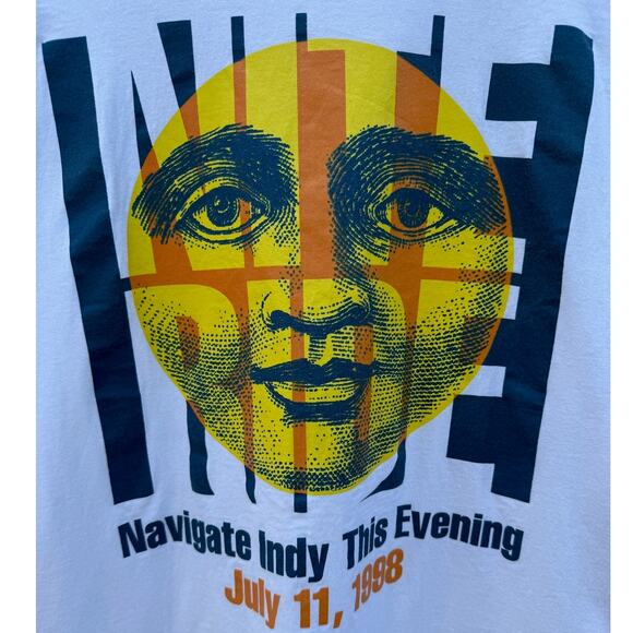 Indianapolis Cyclist Vintage 90s Nite Ride Indy Moon Bike White Shirt Mens Sz XL - Picture 4 of 7